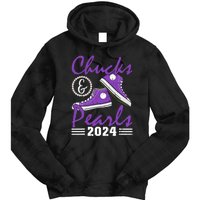 Chucks And Pearls 2024 Voting For Kamala Harris Usa Election Tie Dye Hoodie