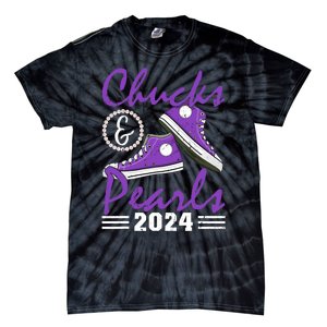 Chucks And Pearls 2024 Voting For Kamala Harris Usa Election Tie-Dye T-Shirt