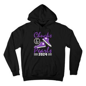 Chucks And Pearls 2024 Voting For Kamala Harris Usa Election Tall Hoodie