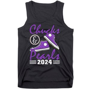 Chucks And Pearls 2024 Voting For Kamala Harris Usa Election Tank Top