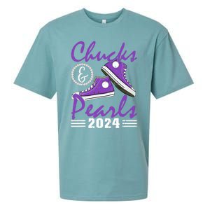 Chucks And Pearls 2024 Voting For Kamala Harris Usa Election Sueded Cloud Jersey T-Shirt