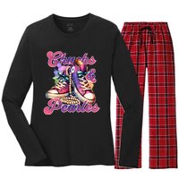 Chucks And Pearls Im With Her Kamala Harris 2024 Women's Long Sleeve Flannel Pajama Set 