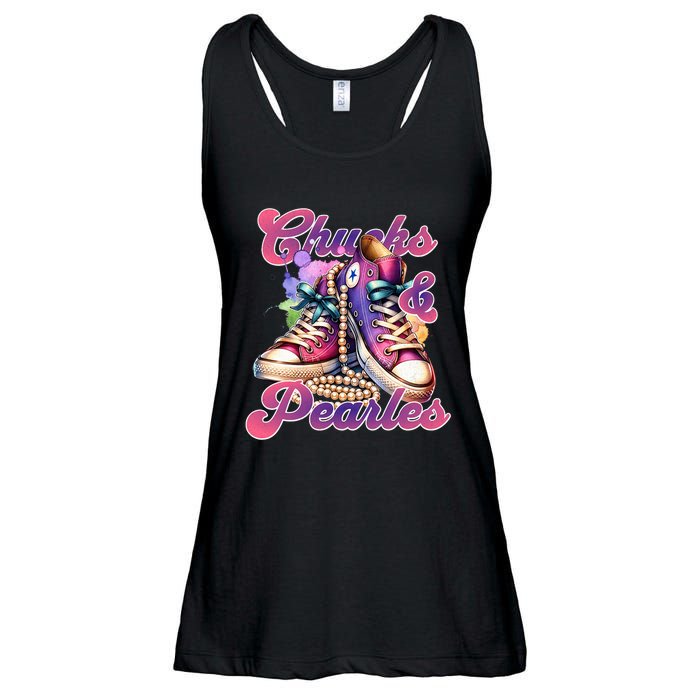 Chucks And Pearls Im With Her Kamala Harris 2024 Ladies Essential Flowy Tank