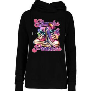 Chucks And Pearls Im With Her Kamala Harris 2024 Womens Funnel Neck Pullover Hood