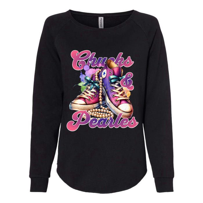 Chucks And Pearls Im With Her Kamala Harris 2024 Womens California Wash Sweatshirt