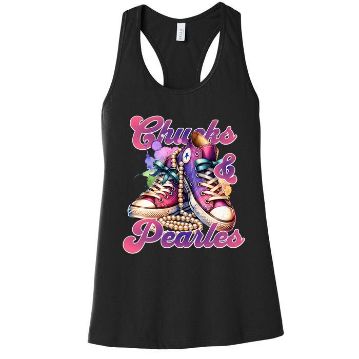 Chucks And Pearls Im With Her Kamala Harris 2024 Women's Racerback Tank