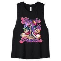 Chucks And Pearls Im With Her Kamala Harris 2024 Women's Racerback Cropped Tank