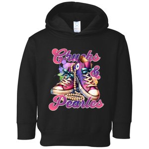 Chucks And Pearls Im With Her Kamala Harris 2024 Toddler Hoodie