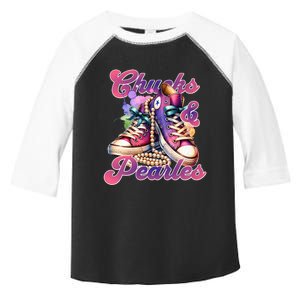 Chucks And Pearls Im With Her Kamala Harris 2024 Toddler Fine Jersey T-Shirt