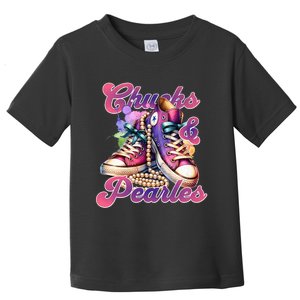 Chucks And Pearls Im With Her Kamala Harris 2024 Toddler T-Shirt