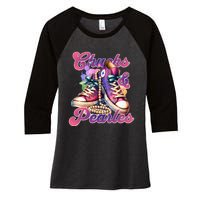 Chucks And Pearls Im With Her Kamala Harris 2024 Women's Tri-Blend 3/4-Sleeve Raglan Shirt