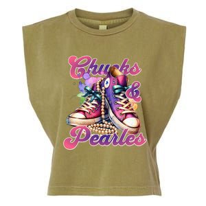 Chucks And Pearls Im With Her Kamala Harris 2024 Garment-Dyed Women's Muscle Tee