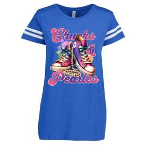 Chucks And Pearls Im With Her Kamala Harris 2024 Enza Ladies Jersey Football T-Shirt