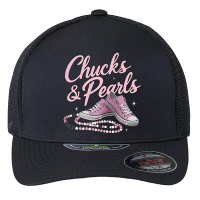 Chucks And Pearls 2024 Kamala Harris For President 47th Flexfit Unipanel Trucker Cap