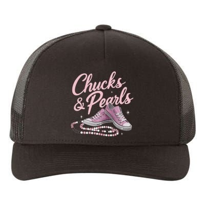 Chucks And Pearls 2024 Kamala Harris For President 47th Yupoong Adult 5-Panel Trucker Hat