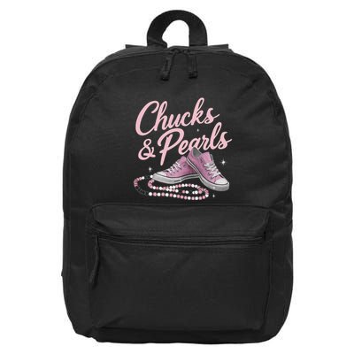Chucks And Pearls 2024 Kamala Harris For President 47th 16 in Basic Backpack