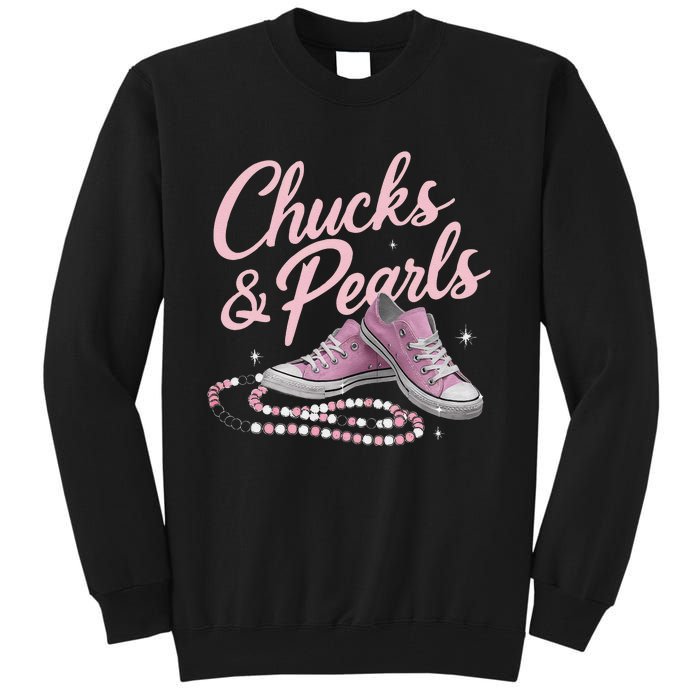 Chucks And Pearls 2024 Kamala Harris For President 47th Tall Sweatshirt