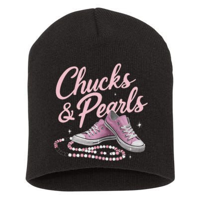 Chucks And Pearls 2024 Kamala Harris For President 47th Short Acrylic Beanie