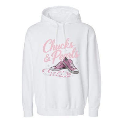 Chucks And Pearls 2024 Kamala Harris For President 47th Garment-Dyed Fleece Hoodie