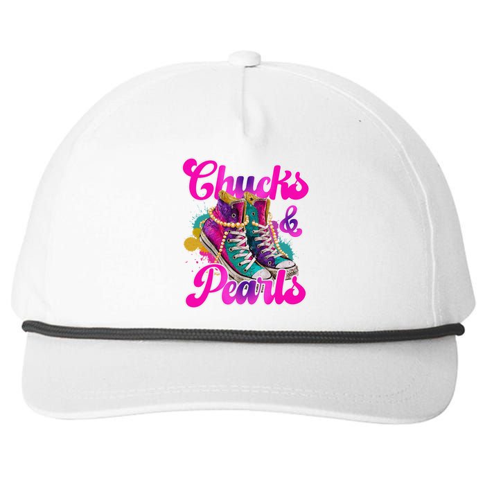 Chucks And Pearls Kamala Harris 2024 For President 47 Snapback Five-Panel Rope Hat