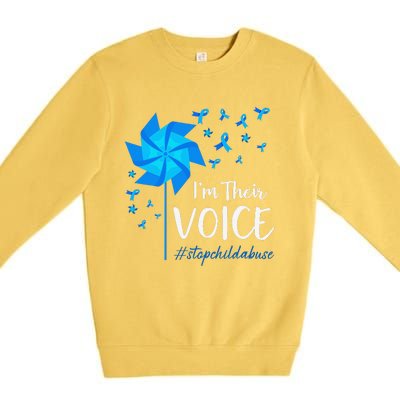 Child Abuse Prevention Awareness IM Their Voice Pinwheel Premium Crewneck Sweatshirt