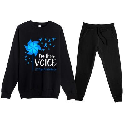 Child Abuse Prevention Awareness IM Their Voice Pinwheel Premium Crewneck Sweatsuit Set