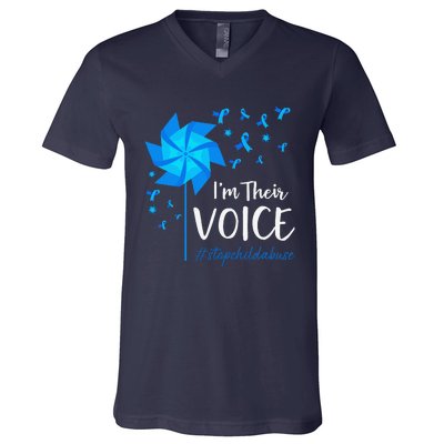 Child Abuse Prevention Awareness IM Their Voice Pinwheel V-Neck T-Shirt