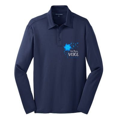 Child Abuse Prevention Awareness IM Their Voice Pinwheel Silk Touch Performance Long Sleeve Polo