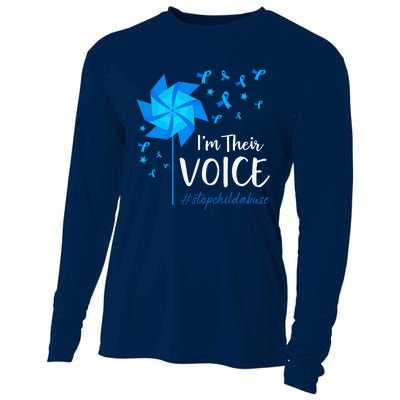 Child Abuse Prevention Awareness IM Their Voice Pinwheel Cooling Performance Long Sleeve Crew