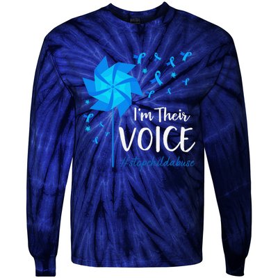 Child Abuse Prevention Awareness IM Their Voice Pinwheel Tie-Dye Long Sleeve Shirt