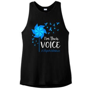 Child Abuse Prevention Awareness IM Their Voice Pinwheel Ladies PosiCharge Tri-Blend Wicking Tank