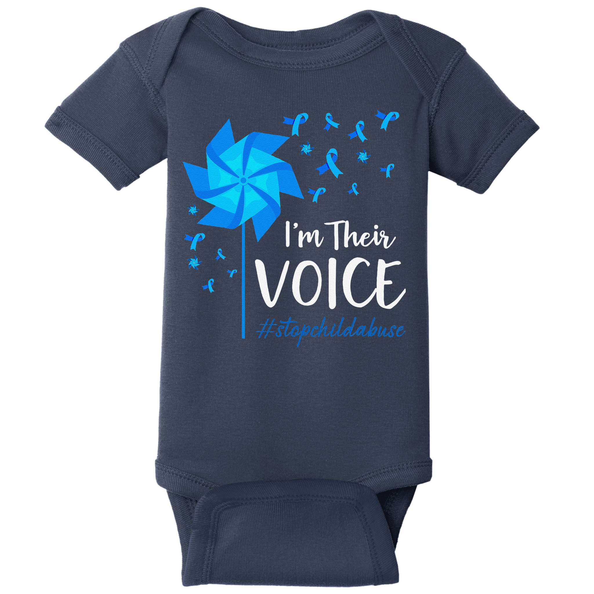 Child Abuse Prevention Awareness IM Their Voice Pinwheel Baby Bodysuit