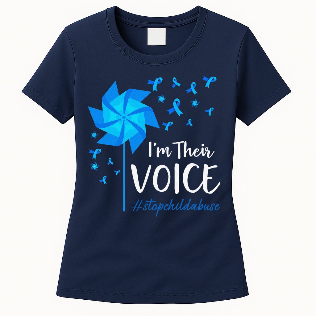 Child Abuse Prevention Awareness IM Their Voice Pinwheel Womens T-Shirt