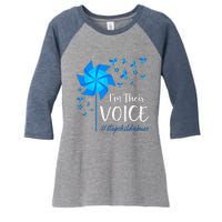 Child Abuse Prevention Awareness IM Their Voice Pinwheel Women's Tri-Blend 3/4-Sleeve Raglan Shirt