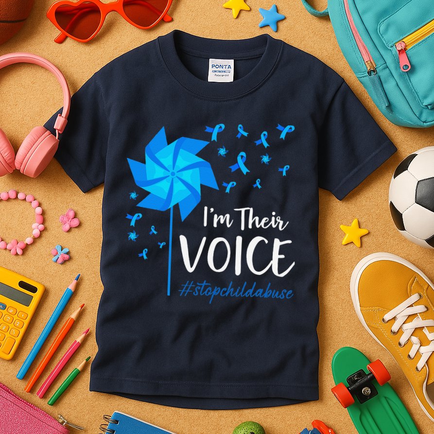 Child Abuse Prevention Awareness IM Their Voice Pinwheel Kids T-Shirt