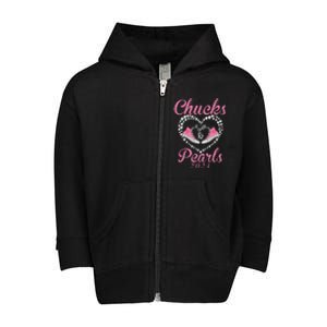 Chucks And Pearls 2024 Black History Chucks And Pearls Toddler Zip Fleece Hoodie