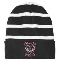 Chucks And Pearls 2024 Black History Chucks And Pearls Striped Beanie with Solid Band