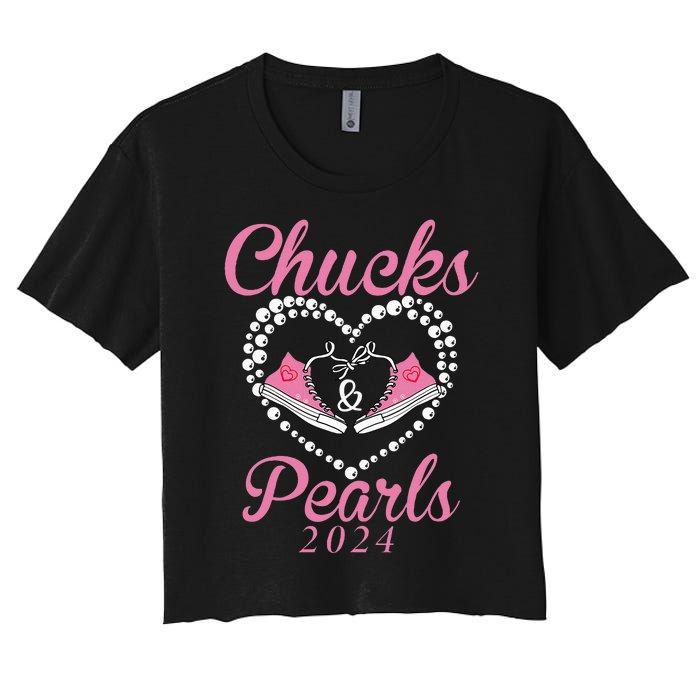 Chucks And Pearls 2024 Black History Chucks And Pearls Women's Crop Top Tee