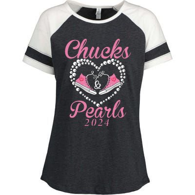 Chucks And Pearls 2024 Black History Chucks And Pearls Enza Ladies Jersey Colorblock Tee