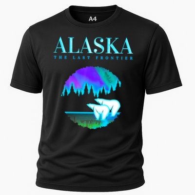 Cool Alaska Pair of Polar Bear with Aurora Snow Scene Cooling Performance Crew T-Shirt
