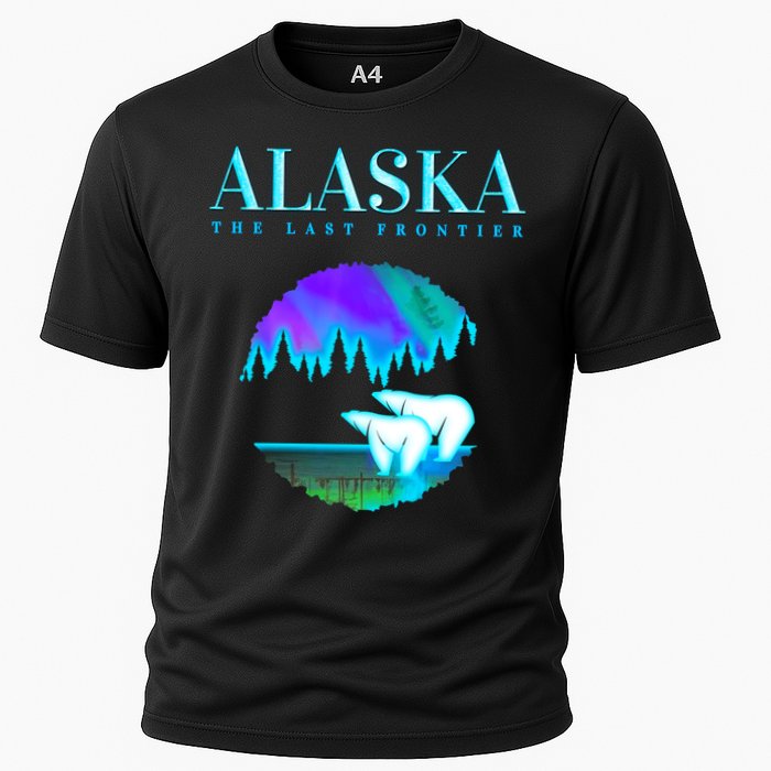 Cool Alaska Pair of Polar Bear with Aurora Snow Scene Cooling Performance Crew T-Shirt