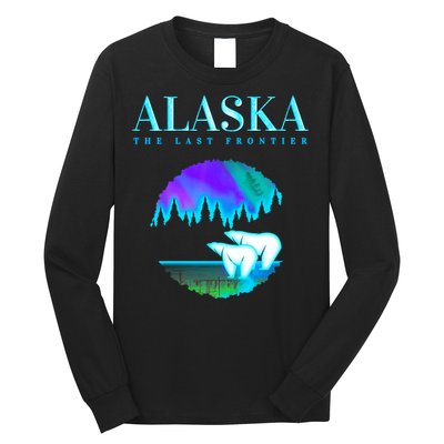 Cool Alaska Pair of Polar Bear with Aurora Snow Scene Long Sleeve Shirt