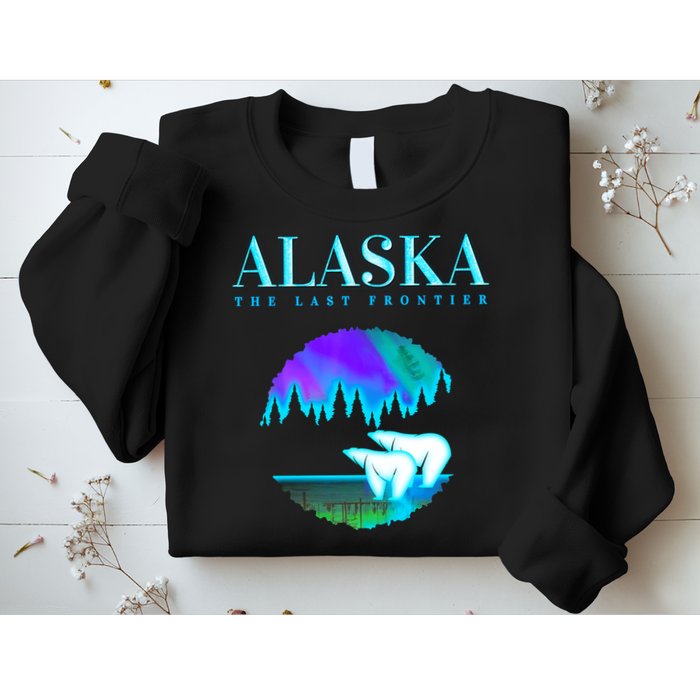 Cool Alaska Pair of Polar Bear with Aurora Snow Scene Sweatshirt