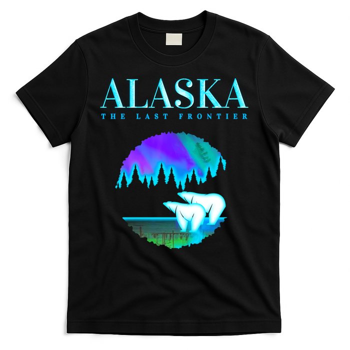 Cool Alaska Pair of Polar Bear with Aurora Snow Scene T-Shirt