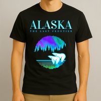 Cool Alaska Pair of Polar Bear with Aurora Snow Scene T-Shirt