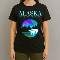 Cool Alaska Pair of Polar Bear with Aurora Snow Scene T-Shirt