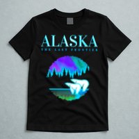 Cool Alaska Pair of Polar Bear with Aurora Snow Scene T-Shirt