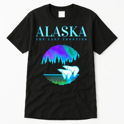 Cool Alaska Pair of Polar Bear with Aurora Snow Scene Tall T-Shirt