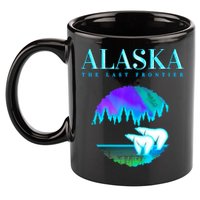 Cool Alaska Pair of Polar Bear with Aurora Snow Scene 11oz C Handle Ceramic Mug