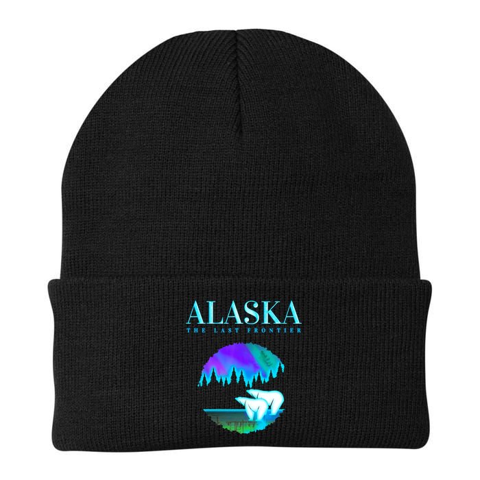 Cool Alaska Pair of Polar Bear with Aurora Snow Scene Beanie